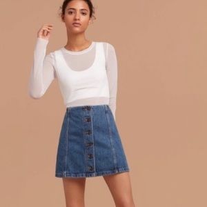 Wilfred free Front Button Denim Skirt